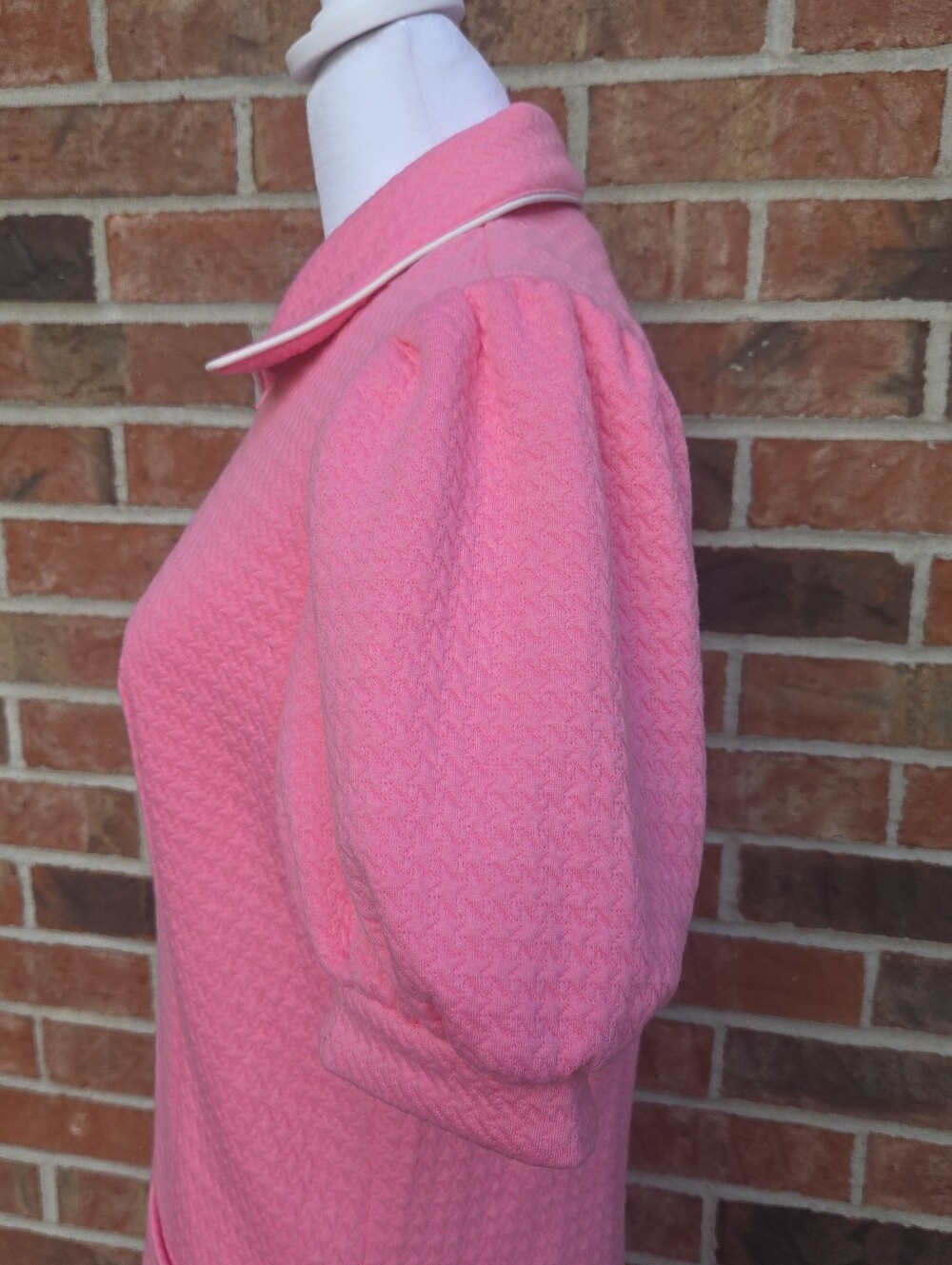THML Pink Mod Mini Dress - 60s Inspired Zip Front Puff Sleeves - Size Small NWOT - Picture 9 of 16
